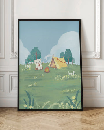 Bear Campfire Roasting Marshmallow | Poster - Room Interior 1