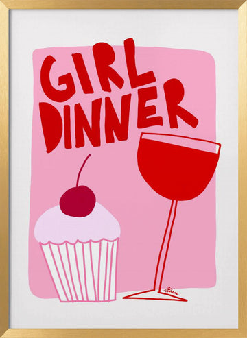 Girl Dinner | Poster - Gold Frame Interior