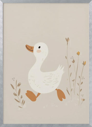 Wandering Duckling | Poster - Silver Frame Interior