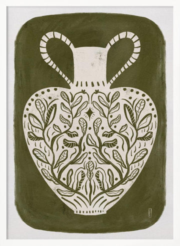 Botanical Folk Vase | Poster - White Frame Interior