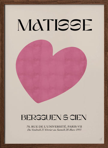 Minimal Pink Heart | Poster - Walnut Frame Interior