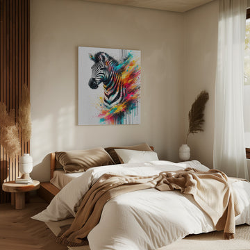 Colorful Zebra Splash | Canvas - Room Interior 2