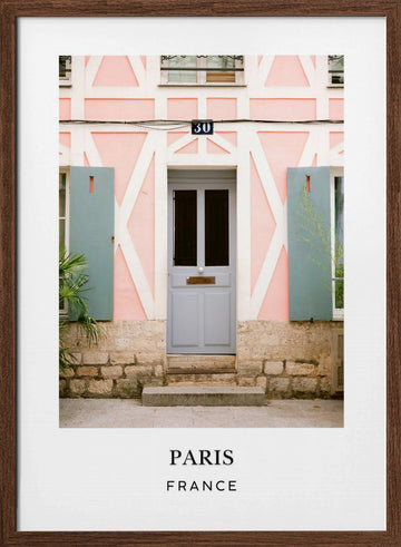 Paris France Travel poster | Poster - Walnut Frame Interior