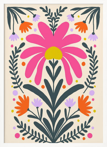 Vibrant Folk Floral | Poster - White Frame Interior