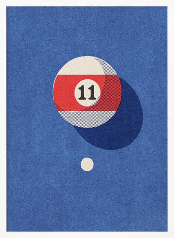 Eleven Striped Pool Ball | Poster - White Frame Interior