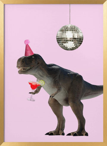 Dino's Disco Bash | Poster - Gold Frame Interior