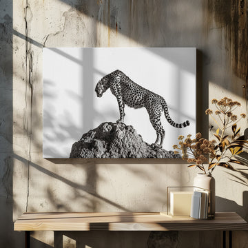 Cheetah On The Rocks | Canvas - Room Interior 2