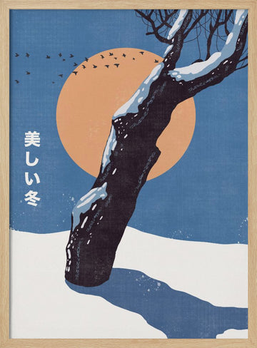 Snowy Winter Sun | Poster - Wood Frame Interior