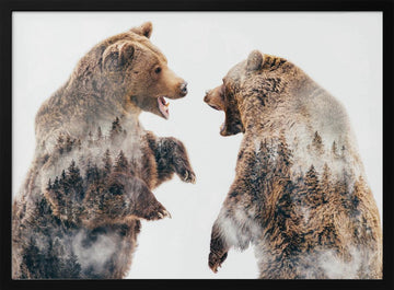 Roaring Forest Bears | Poster - Black Metal Frame Interior