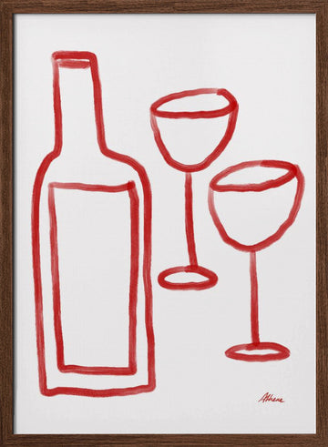 Red Wine | Poster - Walnut Frame Interior