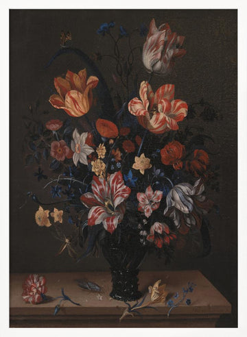 Tulips and Other Flowers In a Room | Poster - White Frame Interior