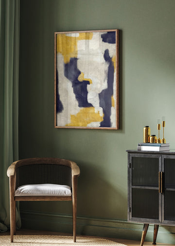 Abstract Gold Indigo Shapes | Poster - Room Interior 2