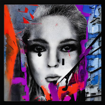 Vibrant Abstract Portrait | Poster - Black Metal Frame Interior