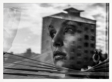 Woman In City Reflection | Poster - White Frame Interior