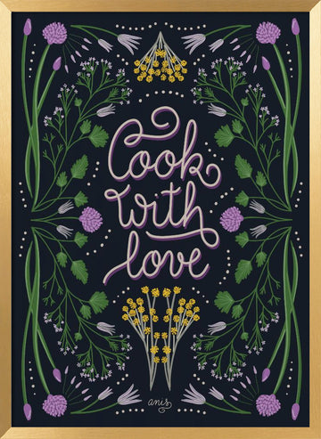 Cook With Love Art Print | Poster - Gold Frame Interior
