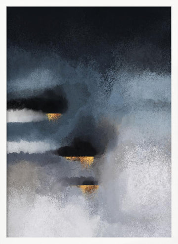Golden Storm Abstract | Poster - White Frame Interior