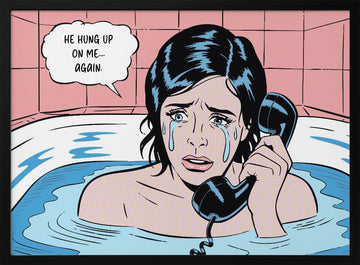 Crying In Bathtub | Poster - Black Metal Frame Interior