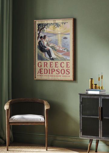Couple's Greek Sunset | Poster - Room Interior 2