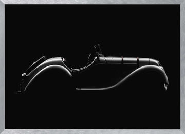 Classic Car Silhouette | Poster - Silver Frame Interior