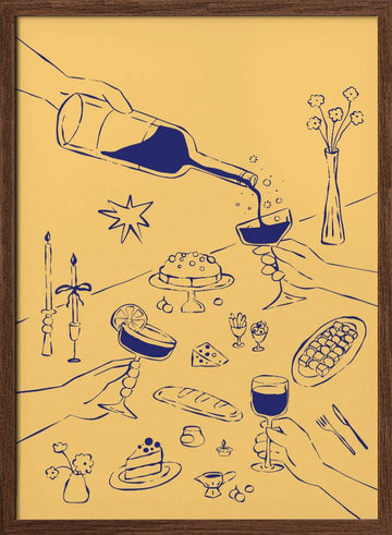 Elegant Dinner Gathering | Poster - Walnut Frame Interior