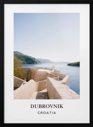 Wall of Dubrovnik Croatia Travel poster | Poster - Black Metal Frame Interior