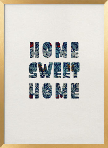 Home Sweet Home Floral | Poster - Gold Frame Interior