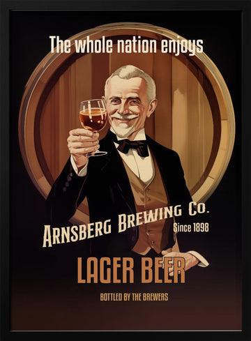 Gentleman Toasting Lager Beer | Poster - Black Metal Frame Interior