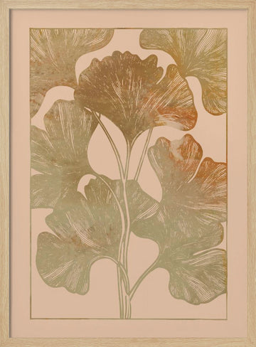 Golden Ginkgo Leaves | Poster - Wood Frame Interior