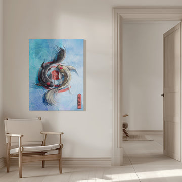 Yin Yang Koi Fish | Canvas - Room Interior 1