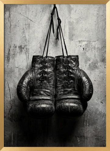 Vintage Boxing Gloves | Poster - Gold Frame Interior