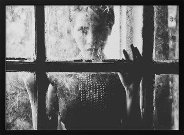 Woman Behind Dirty Glass | Poster - Black Metal Frame Interior
