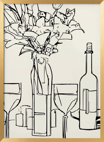 Wine and Blooms | Poster - Gold Frame Interior