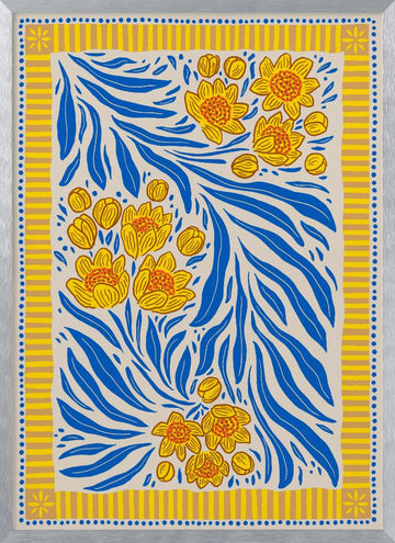 Vibrant Floral Pattern | Poster - Silver Frame Interior