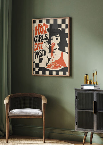 Hot Girls Eat Pasta | Poster - Room Interior 2