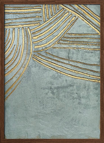 Flowing Gold Lines | Poster - Walnut Frame Interior