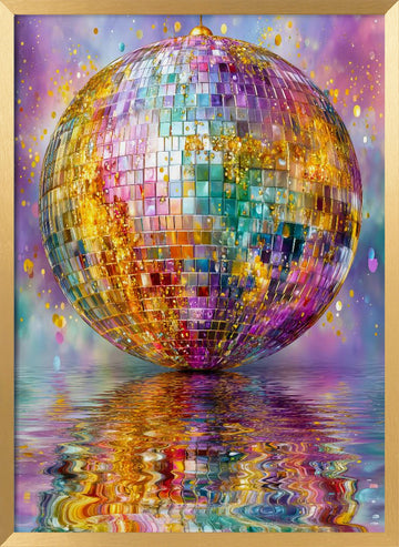 Sparkling Disco Reflections | Poster - Gold Frame Interior
