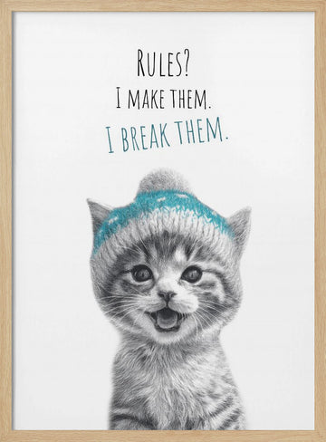 Happy Kitten Rules | Poster - Wood Frame Interior