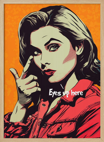 Pop Art Woman Pointing | Poster - Wood Frame Interior