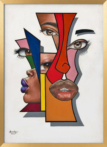 Abstract Geometric Faces | Poster - Gold Frame Interior
