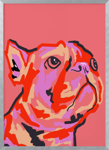 Colorful Pop Bulldog | Poster - Silver Frame Interior