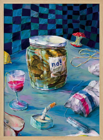 Messy Kitchen Table Still Life | Poster - Wood Frame Interior