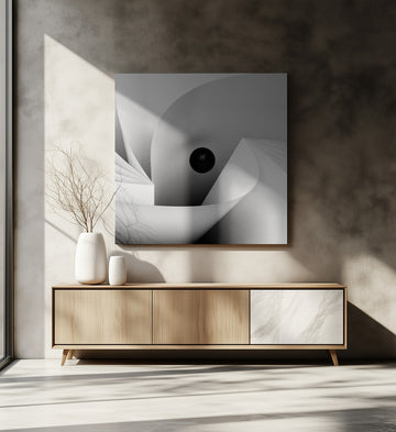 Black Sphere White Curves | Canvas - Room Interior 2