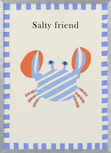 Salty Friend Crab | Poster - Silver Frame Interior