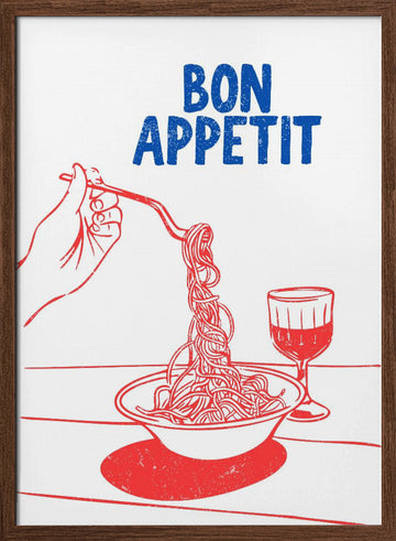 Spaghetti Bon Appetit | Poster - Walnut Frame Interior