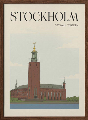 Stockholm City Hall | Poster - Walnut Frame Interior