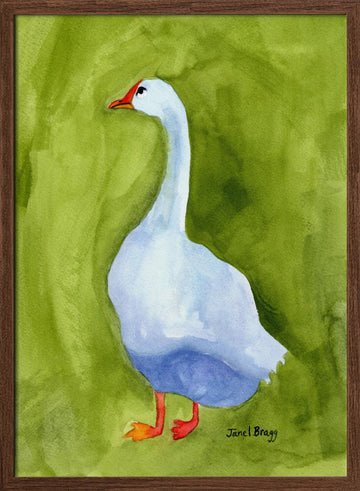 Elegant White Goose | Poster - Walnut Frame Interior
