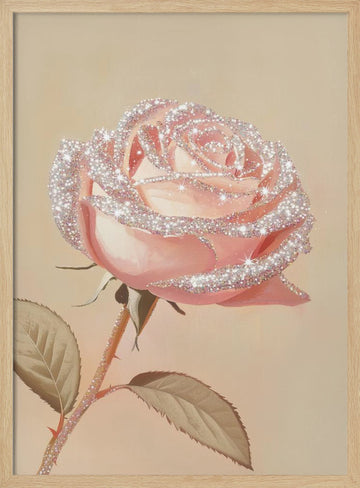 Dreamy Glitter Rose | Poster - Wood Frame Interior