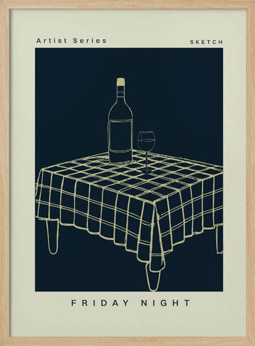Fridaynightno02 | Poster - Wood Frame Interior