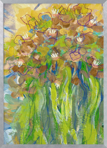 Vibrant Garden Blooms | Poster - Silver Frame Interior