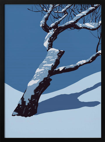 Snowy Winter Tree | Poster - Black Metal Frame Interior